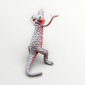 Vintage Ugly Wugglies Wuggly Monster Oily Rubber Alien Figure Red Gray 4”